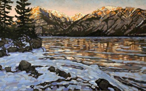 Icy Reflections, Lac Des Arc AB, oil, Art on Ninth Invermere
