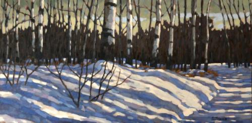 Winter Walk, 15x30, oil, Art on Ninth Invermere