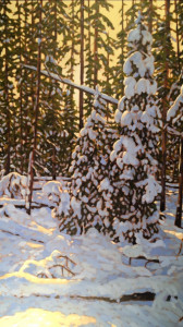 Winter Spruce, oil, 48x24, SOLD