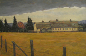 Sam's Farm, oil, 16x20, framed, SOLD